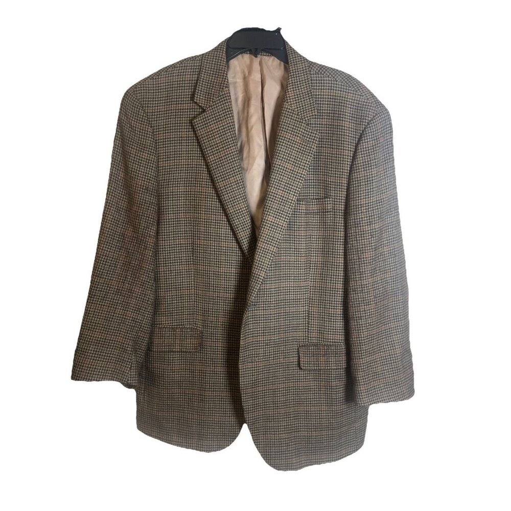 Polo Ralph Lauren Houndstooth 100% Lambs Wool Sports Blazer Jacket Size 44R